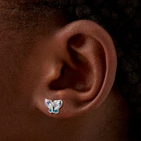 Iridescent Crystal Butterfly Stud Earrings