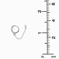 C LUXE by Claire's Sterling Silver Cubic Zirconia Hoop Connector Chain Stud Earrings