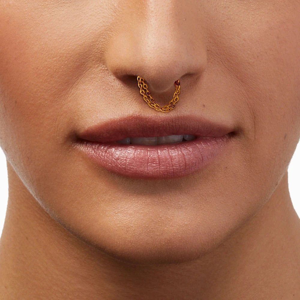 16G Gold-tone Stainless Steel Threadless Septum Nose Stud