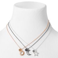 Best Friends Mixed Metal Cosmic Pendant Necklaces - 3 Pack