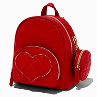 Valentine's Day Red Quilted Heart Small Backpack