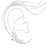 Silver Embellished Leaf Ear Cuff Connector Earring