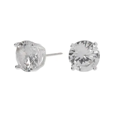 C LUXE by Claire's Sterling Silver Cubic Zirconia 7MM Round Stud Earrings