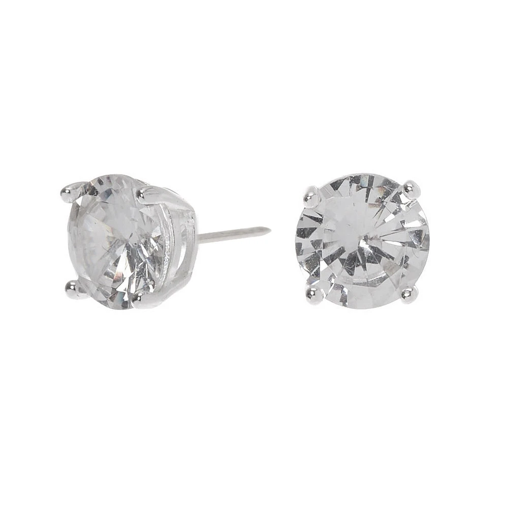 C LUXE by Claire's Sterling Silver Cubic Zirconia 7mm Round Stud Earrings