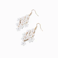 White Flower Chandelier 2.5" Drop Earrings