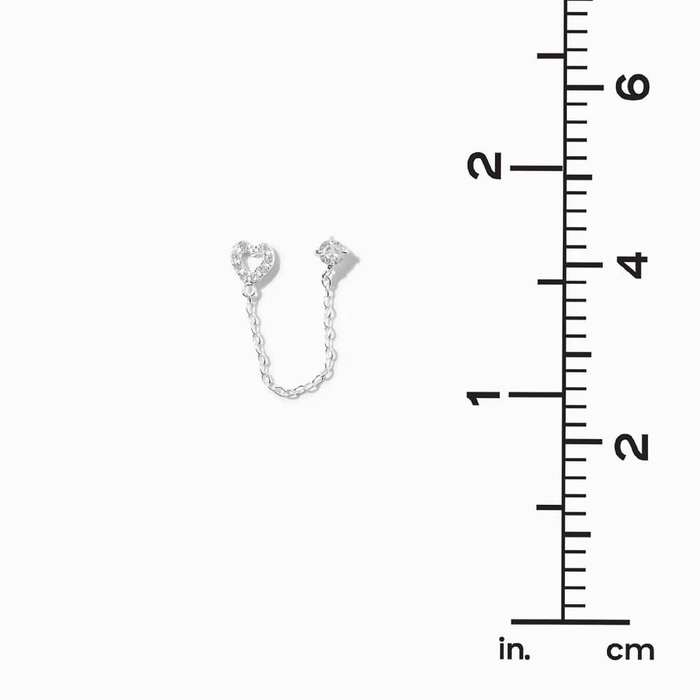 C LUXE by Claire's Sterling Silver Open Heart Connector Chain Stud Earrings