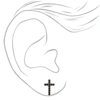 C LUXE by Claire's Black & Silver Titanium Crystal Cross Stud Earrings