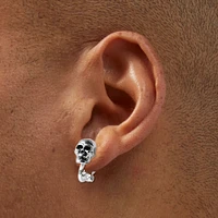 Silver-tone Skull Clip-On Stud Earrings