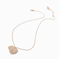 Gold-tone Heart Crystal Initial Locket Pendant Necklace - A