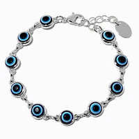 Silver-tone Evil Eye Chain Bracelet