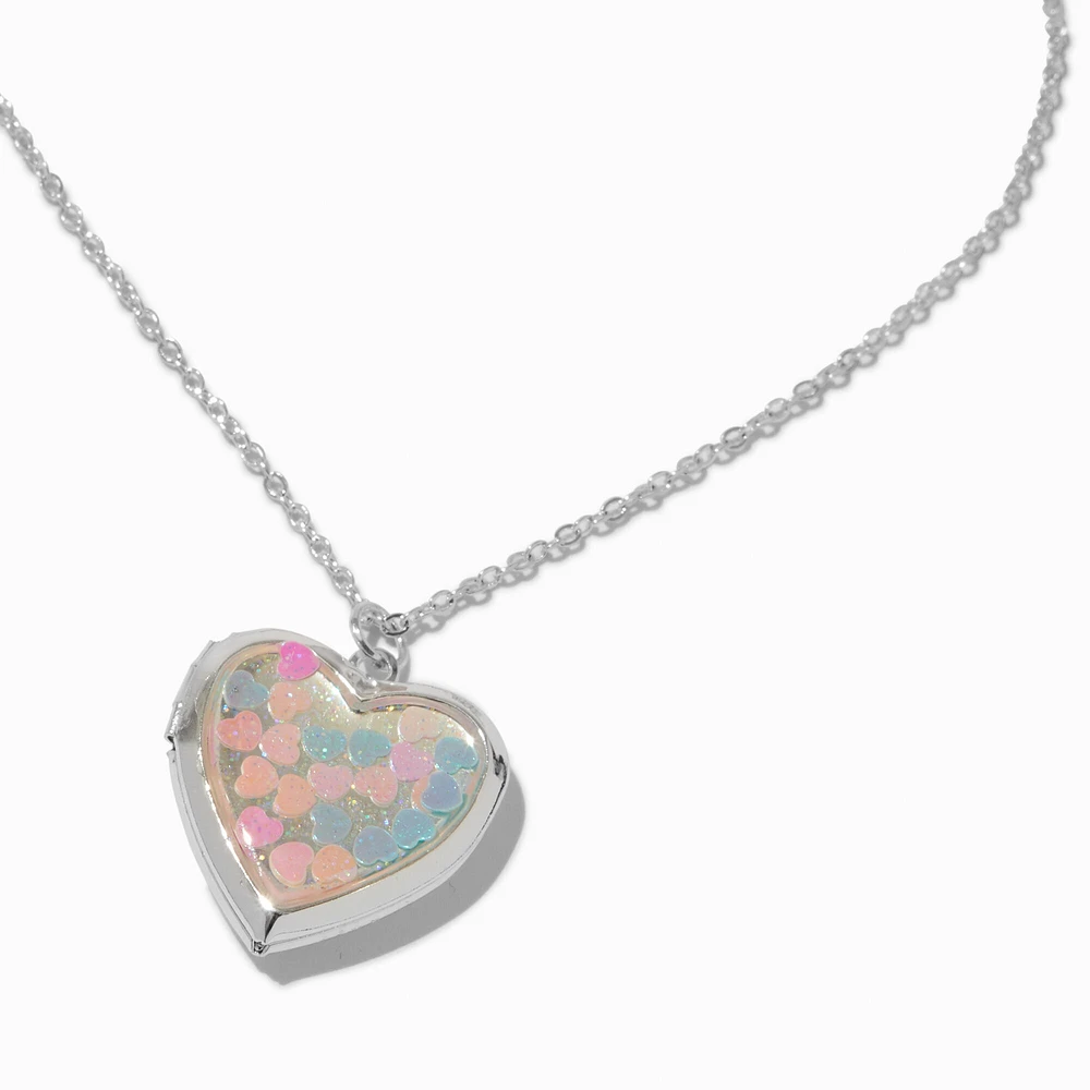 Confetti Heart Locket Pendant Necklace