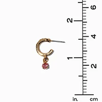 Gold-tone Pink Stone Earring Stackables Set - 3 Pack