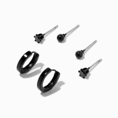Black Earring Stackables Set - 3 Pack