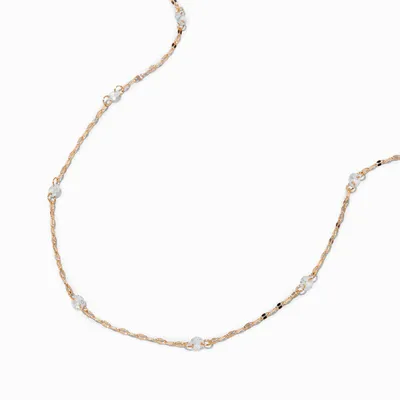 Gold-tone Cubic Zirconia Disco Chain Necklace