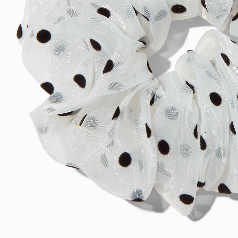 Giant White Polka Dot Hair Scrunchie