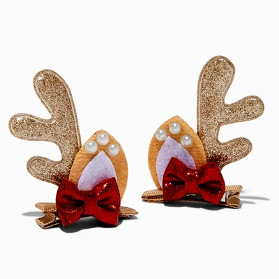 Reindeer Antlers Glitter Hair Clips - 2 Pack