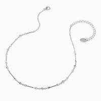 Silver-tone Cubic Zirconia Modern Stick Necklace