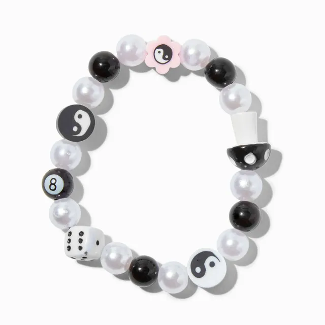 Claire's Black & White Dream Beaded Stretch Bracelets - 5 Pack