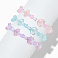 Claire's Club Glow in the Dark Pastel Heart Beaded Stretch Bracelet Set - 3 Pack