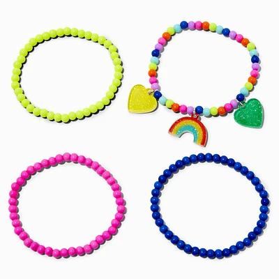 Claire's Club Rainbow Seed Bead Stretch Bracelets - 4 Pack