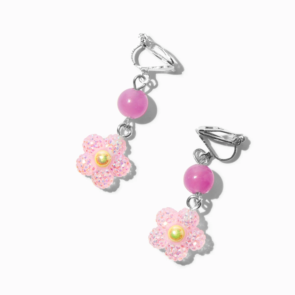 UV Color-Changing Daisy Clip-On Drop Earrings