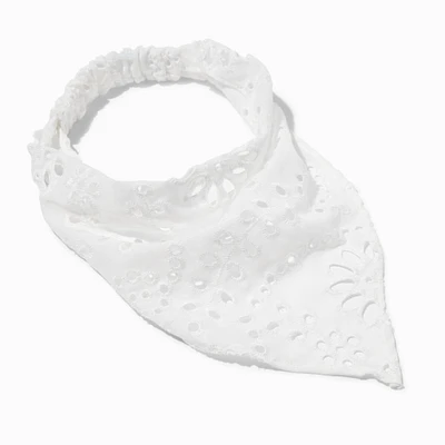 White Eyelet Head Scarf