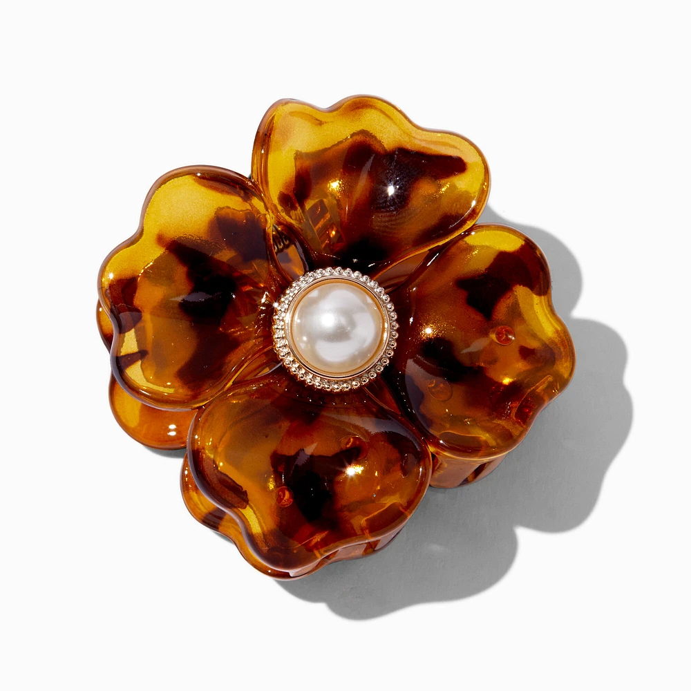 Tortoiseshell Pearl Flower Hair Claw