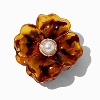 Tortoiseshell Pearl Flower Hair Claw