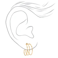 Gold 15MM Triple Hoop Earrings