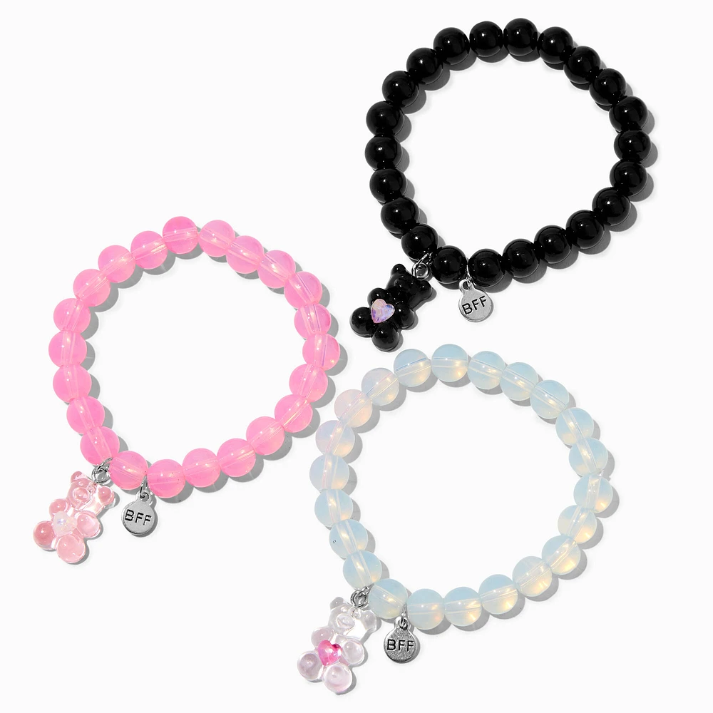 Best Friends Teddy Bear Beaded Stretch Bracelets - 3 Pack