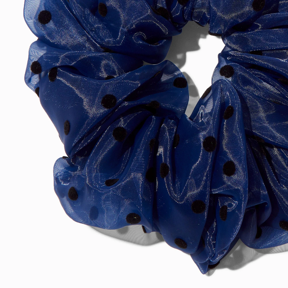 Giant Navy Blue Polka Dot Hair Scrunchie