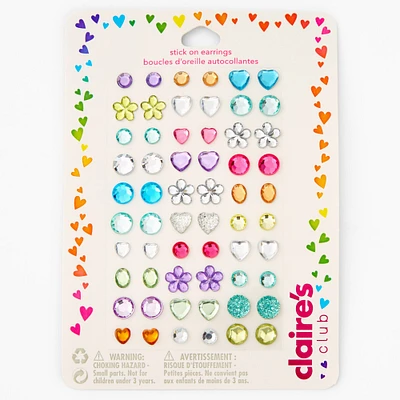 Claire's Club Rainbow Gems Stick On Earrings - 30 Pack