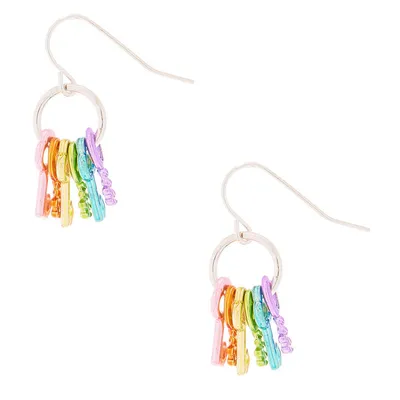 1" Rainbow Keys Drop Earrings