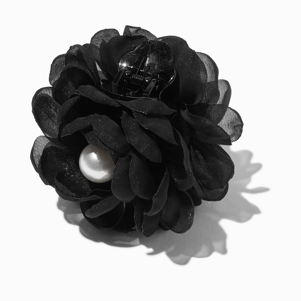 Black Flower Pearl Hair Claw