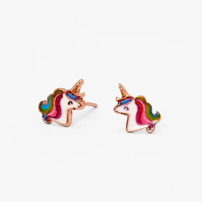 18k Rose Gold Plated Miss Glitter the Unicorn Stud Earrings