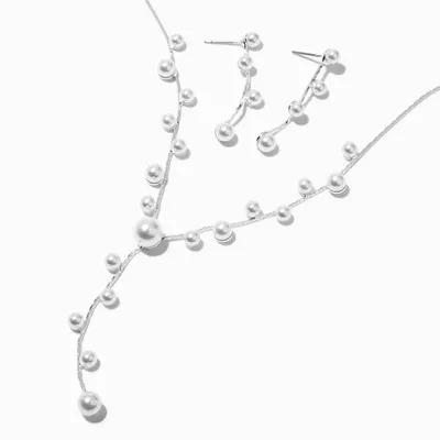 Silver Pearl Y-Neck Jewelry Set - 2 Pack