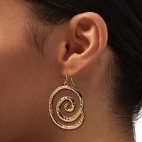 Gold-tone Textured Swirl 2" Drop Earrings