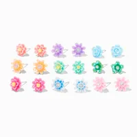 Rainbow Flower Stud Earrings - 9 Pack