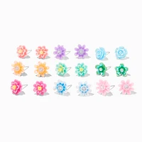 Rainbow Flower Stud Earrings - 9 Pack