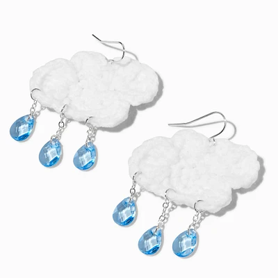 White Cloud Blue Raindrop Drop Earrings