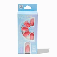 Coral Pink Glossy Short Almond Vegan Faux Nail Set - 24 Pack