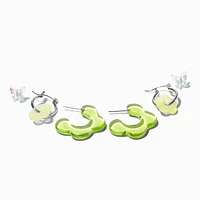 Green Acrylic Flower Earring Stackables Set - 3 Pack