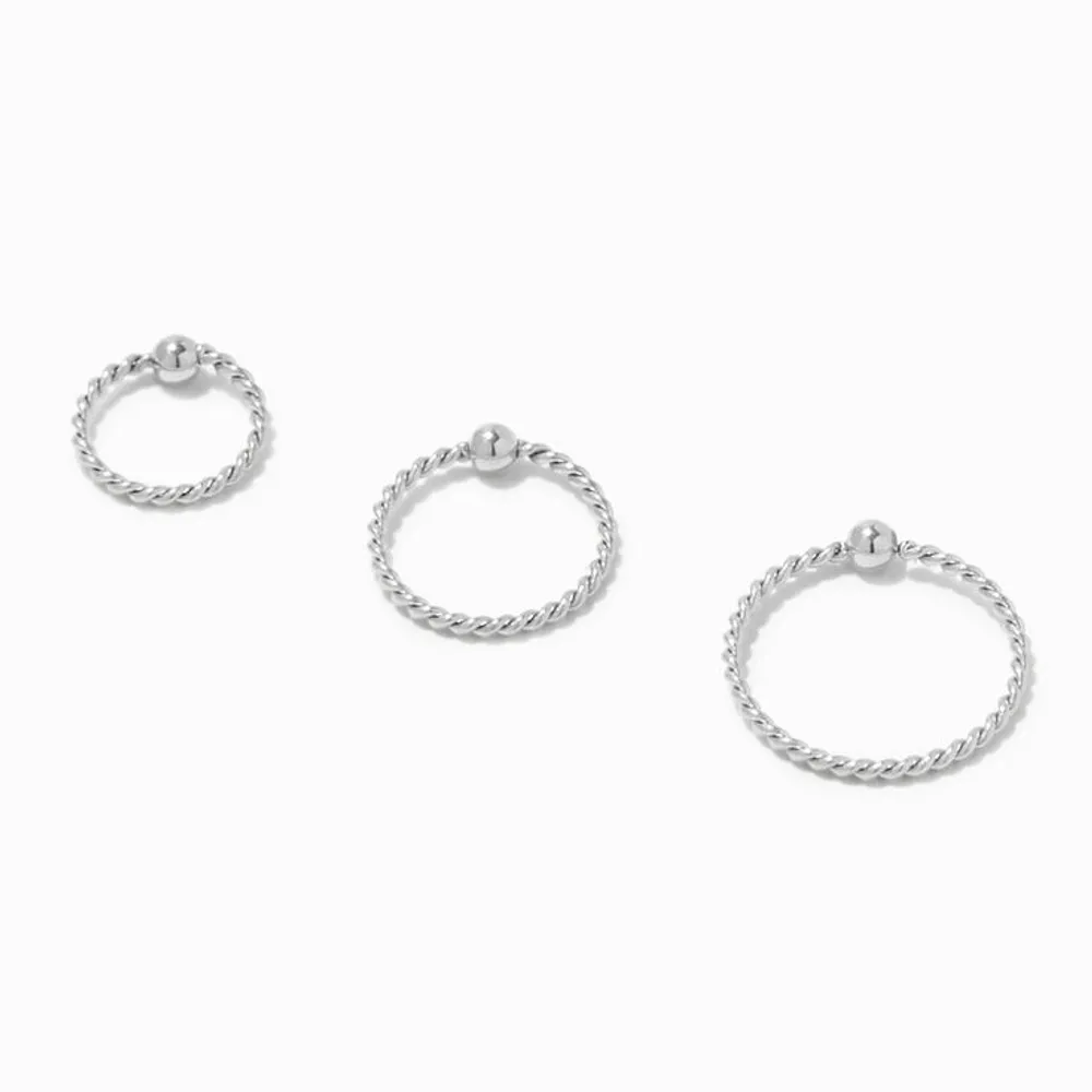 Claire's Women's Stainless Steel 20G Crystal Nose Studs and Hoop