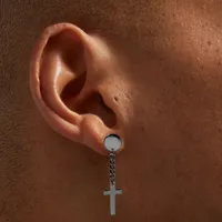 Black Cross Drop Faux Ear Plug Earrings