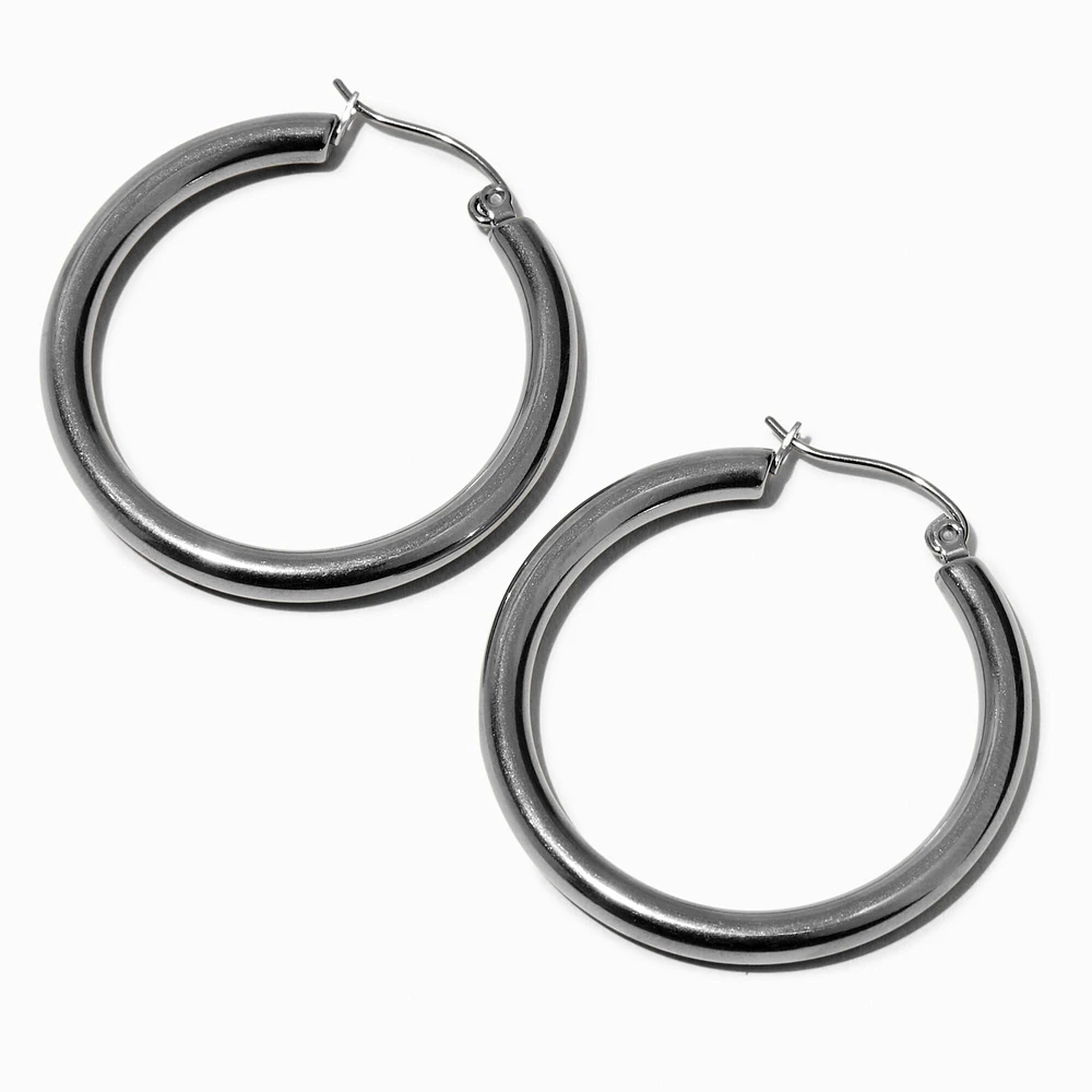 Silver-tone Stainless Steel 4MM Huggie Hoop Earrings