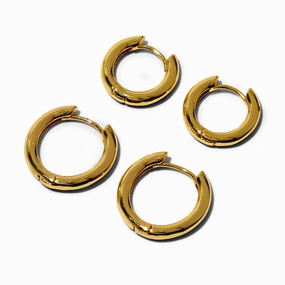 C LUXE by Claire's 18k Yellow Gold Plated 12MM & 14MM Clicker Hoop Earrings - 2 Pack