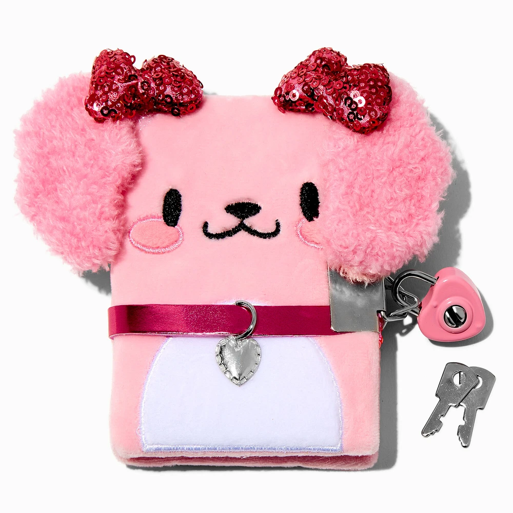 Claire's Club Pink Poodle Plush Mini Lock Diary