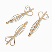 Gold-tone Open Heart Hair Pins - 3 Pack