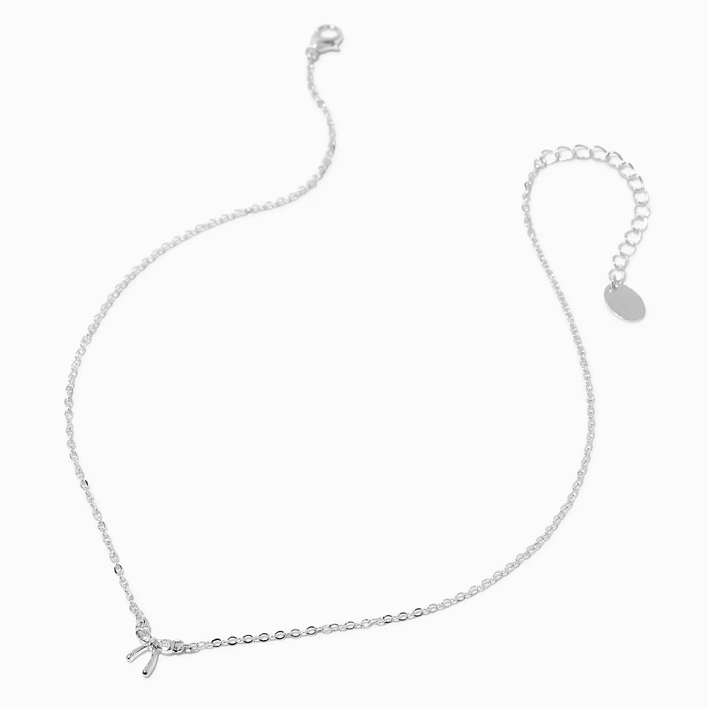 Silver-tone Mini Bow Pendant Necklace