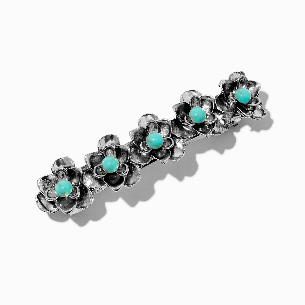 Cowgirl Western Turquoise Flower Hair Barrette Clip